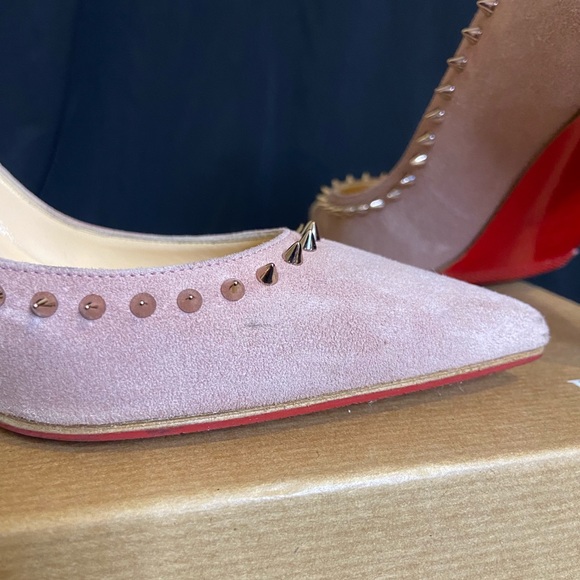 - Christian Louboutin Anjalina 85 Velours Spike Pointed Toe Pumps - Pink B… - Picture 15 of 16